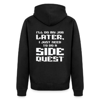 Procrastinating Panda Lover Side Quest Panda - Unisex Premium Organic Zip Hoodie - black - Back - Nico (187cm)