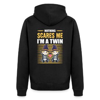 Nothing Scares Me I'm A Twin Halloween Twins - Unisex Premium Bio Zip Hoodie - Schwarz - Hinten - Nico (187cm)