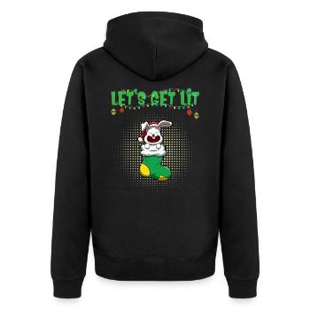 Let's Get Lit Advent Season Christmas Party X-Mas - Unisex Premium Organic Zip Hoodie - black - Back - Nico (187cm)