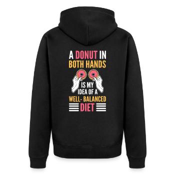 Un beignet dans les deux mains est mon idée d’un - Veste à capuche bio Premium Unisexe - noir - Dos - Nico (187cm)