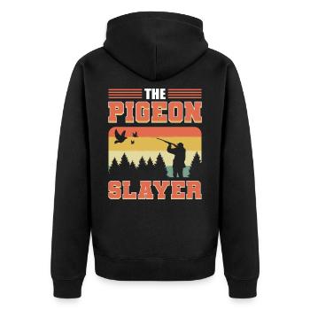 The Pigeon Slayer Pigeon Hunting Pigeon Hunter - Unisex Premium Bio Zip Hoodie - Schwarz - Hinten - Nico (187cm)