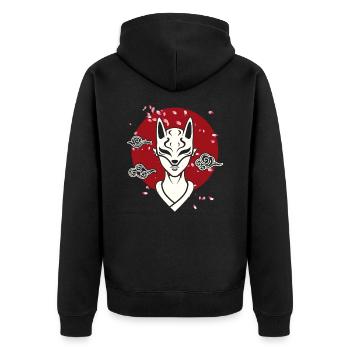 Japanese Woman With Oni Mask Japan Manga Anime - Unisex Premium Organic Zip Hoodie - black - Back - Nico (187cm)