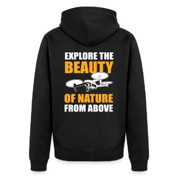 Explorez la beauté d’une nature vue d’en haut du drone - Veste à capuche bio Premium Unisexe - noir - Dos - Nico (187cm)