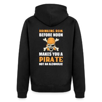 Drinking Rum Before Noon Makes You A Pirate Not - Unisex Premium Organic Zip Hoodie - black - Back - Nico (187cm)