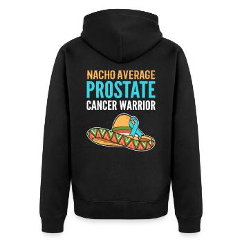 Nacho Average Prostate Cancer Warrior Light Blue - Unisex Premium Bio Zip Hoodie - Schwarz - Hinten - Nico (187cm)