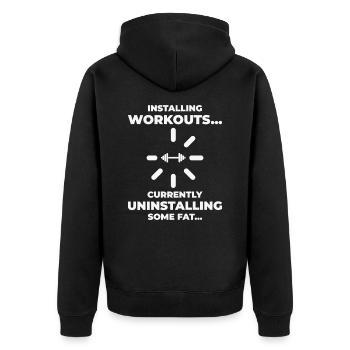 Installieren Workout Gym Lover Übung - Unisex Premium Bio Zip Hoodie - Schwarz - Hinten - Nico (187cm)