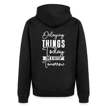 Procrastinating Vintage Fan Procrastinator - Unisex Premium Organic Zip Hoodie - black - Back - Nico (187cm)
