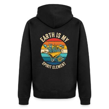 Landschaftsbau Gartenbau Gärtner Gartenanlage - Unisex Premium Bio Zip Hoodie - Schwarz - Hinten - Nico (187cm)
