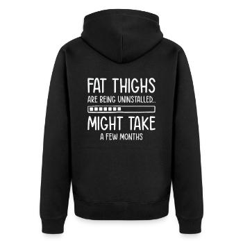 Uninstalling Fat Thighs Fitness Enthusiast - Unisex Premium Organic Zip Hoodie - black - Back - Nico (187cm)