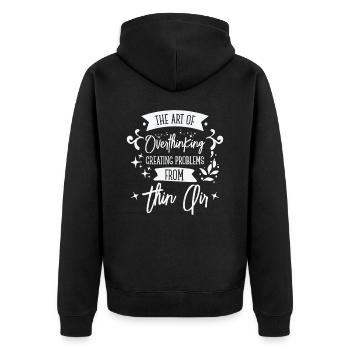 Überdenken von Vintage-Typografie Überanalysieren - Unisex Premium Bio Zip Hoodie - Schwarz - Hinten - Nico (187cm)
