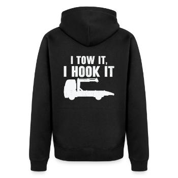 Abschleppwagenfahrer Geschickter Trucker - Unisex Premium Bio Zip Hoodie - Schwarz - Hinten - Nico (187cm)