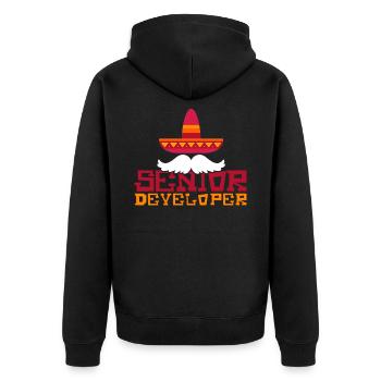 Senior Developer Programming Programmer - Unisex Premium Organic Zip Hoodie - black - Back - Nico (187cm)