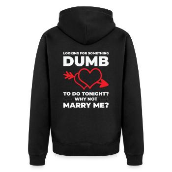 Dumb Wedding Heart Couple Relationship Romance - Unisex Premium Organic Zip Hoodie - black - Back - Nico (187cm)