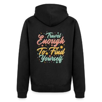 Motivateur de voyage Self-Care Inspirational - Veste à capuche bio Premium Unisexe - noir - Dos - Nico (187cm)