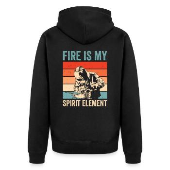 Welding Fire Spirit Element Metalworker Blacksmith - Unisex Premium Organic Zip Hoodie - black - Back - Nico (187cm)