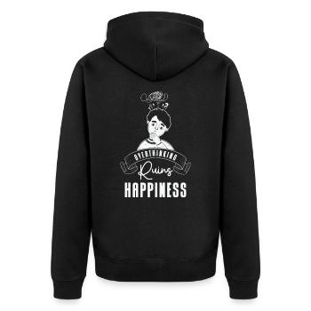 Overthinking Art Fan Glück Line Art Angst - Unisex Premium Bio Zip Hoodie - Schwarz - Hinten - Nico (187cm)