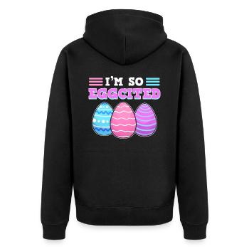 I'm So Eggcited Easter - Unisex Premium Bio Zip Hoodie - Schwarz - Hinten - Nico (187cm)