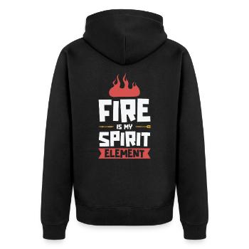 Kochen Grillen Feuergeist Element Koch und Griller - Unisex Premium Bio Zip Hoodie - Schwarz - Hinten - Nico (187cm)