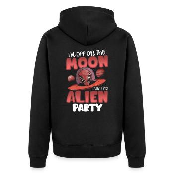 I'm off on the Moon for the Alien Party Aliens - Unisex Premium Organic Zip Hoodie - black - Back - Nico (187cm)