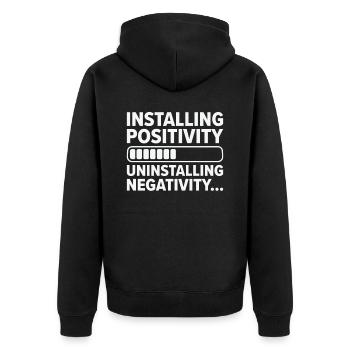 Installieren Optimistische Menschen Glück Positiv - Unisex Premium Bio Zip Hoodie - Schwarz - Hinten - Nico (187cm)