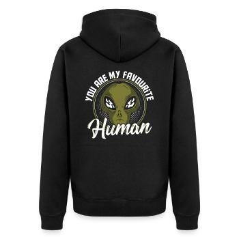 You Are My Favourite Human Aliens - Unisex Premium Bio Zip Hoodie - Schwarz - Hinten - Nico (187cm)