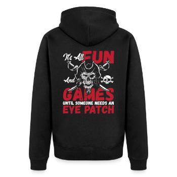 It's All Fun And Games Until Someone Needs Eye - Unisex Premium Organic Zip Hoodie - black - Back - Nico (187cm)