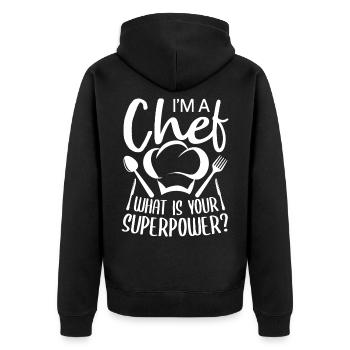 Chef Chef Chef Cuisine Drôle de dicton - Veste à capuche bio Premium Unisexe - noir - Dos - Nico (187cm)