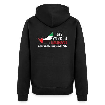 Rien ne me fait peur Emirati Wife United - Veste à capuche bio Premium Unisexe - noir - Dos - Nico (187cm)