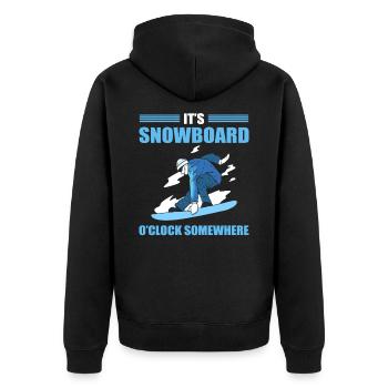 It's Snowboard O'Clock Somewhere Snowboarding - Unisex Premium Bio Zip Hoodie - Schwarz - Hinten - Nico (187cm)