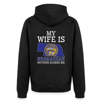 Nichts macht mir Angst Nebraska Ehefrau Nebraska - Unisex Premium Bio Zip Hoodie - Schwarz - Hinten - Nico (187cm)