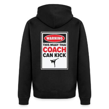 Muay Thai Trainer Kickboxing Instruktor Kampfsport - Unisex Premium Bio Zip Hoodie - Schwarz - Hinten - Nico (187cm)