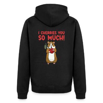 Mignon animal hamster cerise nourriture pour animaux de compagnie - Veste à capuche bio Premium Unisexe - noir - Dos - Nico (187cm)