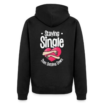 Single Vintage fan Single Quotes Retro Single - Unisex Premium Organic Zip Hoodie - black - Back - Nico (187cm)