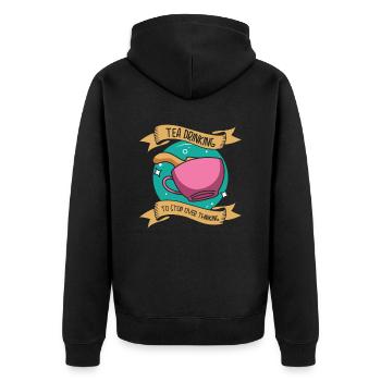 Tea Overthinking Tea Lover Teetasse Overthinker - Unisex Premium Bio Zip Hoodie - Schwarz - Hinten - Nico (187cm)