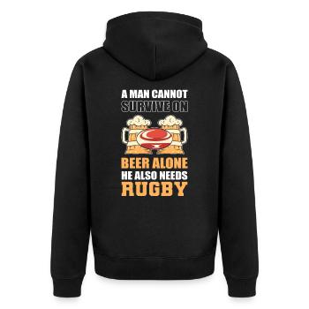 Un homme ne peut pas survivre uniquement avec de la bière, il a aussi besoin - Veste à capuche bio Premium Unisexe - noir - Dos - Nico (187cm)