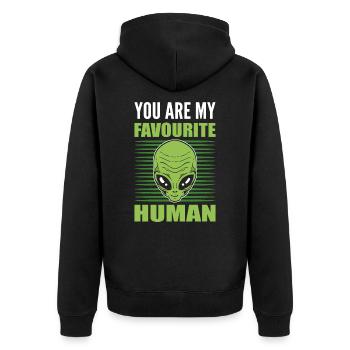 You Are My Favourite Human Aliens UFO - Unisex Premium Bio Zip Hoodie - Schwarz - Hinten - Nico (187cm)