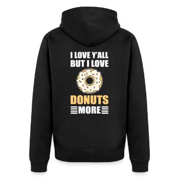 Je vous aime tous, mais j’aime les beignets plus de beignets - Veste à capuche bio Premium Unisexe - noir - Dos - Nico (187cm)
