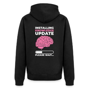 Installing Knowledge Update Student Brain Loading - Unisex Premium Organic Zip Hoodie - black - Back - Nico (187cm)
