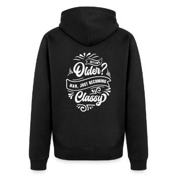 Stilvolle Großeltern Vintage Typografie Klassisch - Unisex Premium Bio Zip Hoodie - Schwarz - Hinten - Nico (187cm)