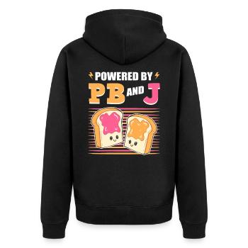 Powered By PB And J Peanut Butter and Jelly - Unisex Premium Bio Zip Hoodie - Schwarz - Hinten - Nico (187cm)