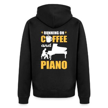 Running On Coffee and Piano Keyboard Pianist - Unisex Premium Organic Zip Hoodie - black - Back - Nico (187cm)