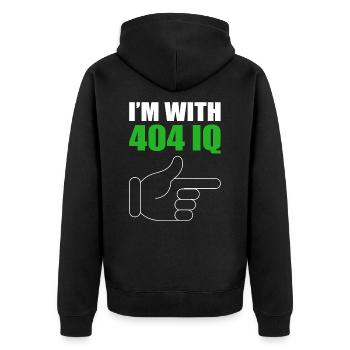 I'm with Stupid 404 Error Programmer Coding - Unisex Premium Bio Zip Hoodie - Schwarz - Hinten - Nico (187cm)