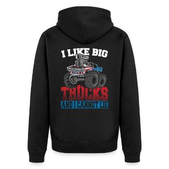 I Like Big Trucks and I Cannot Lie Monstertruck - Unisex Premium Bio Zip Hoodie - Schwarz - Hinten - Nico (187cm)