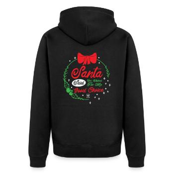 Santa Christmas Wish Holiday Present Pick Up Lines - Unisex Premium Organic Zip Hoodie - black - Back - Nico (187cm)