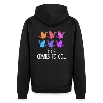 Origami Paper Crane Wishing Japanese Paper - Unisex Premium Organic Zip Hoodie - black - Back - Nico (187cm)