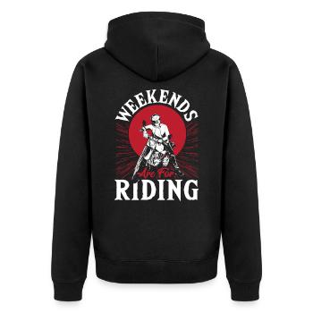 Weekends Are For Riding Motorcycle Biker - Unisex Premium Organic Zip Hoodie - black - Back - Nico (187cm)