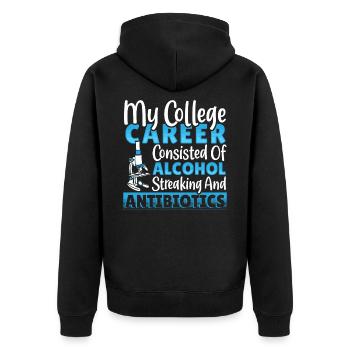 Alcool, Stries, Antibiotiques Collège - Veste à capuche bio Premium Unisexe - noir - Dos - Nico (187cm)