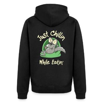 Chinchilla Wildlife Haustier Nagetier Essen - Unisex Premium Bio Zip Hoodie - Schwarz - Hinten - Nico (187cm)