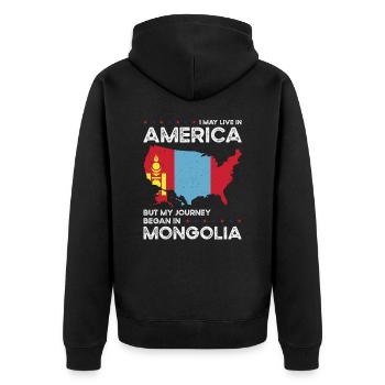Né en Mongolie Mongolie Américains USA - Veste à capuche bio Premium Unisexe - noir - Dos - Nico (187cm)