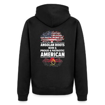Geboren in Angola Angola Amerikanisch USA - Unisex Premium Bio Zip Hoodie - Schwarz - Hinten - Nico (187cm)